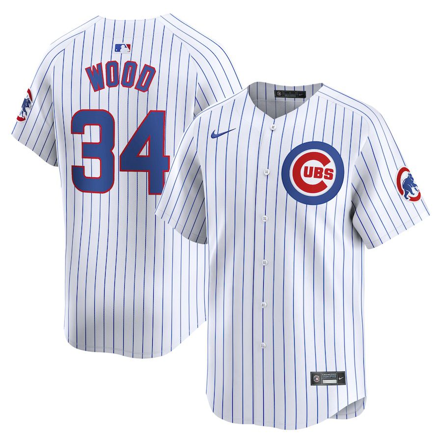 Men Chicago Cubs #34 Kerry Wood Nike White Home Limited Player MLB Jersey->->MLB Jersey